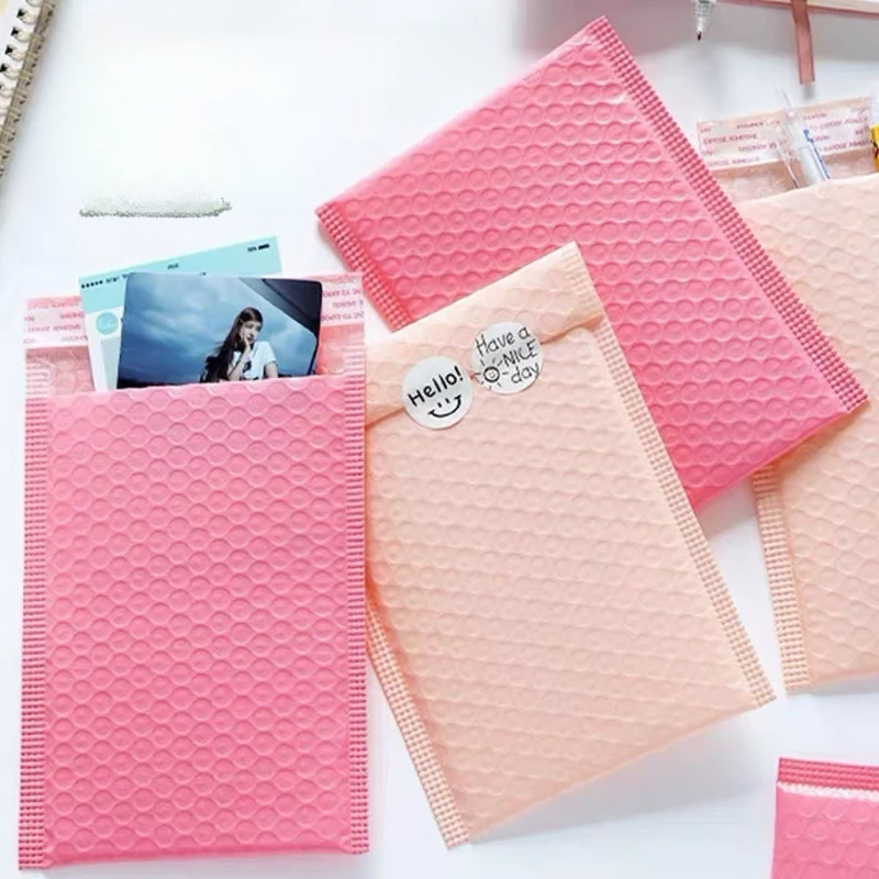Bolsa de sobre de burbujas de 10 Uds., bolsas de correo autoselladas de burbujas rosas, paquete de sobres acolchados para regalos