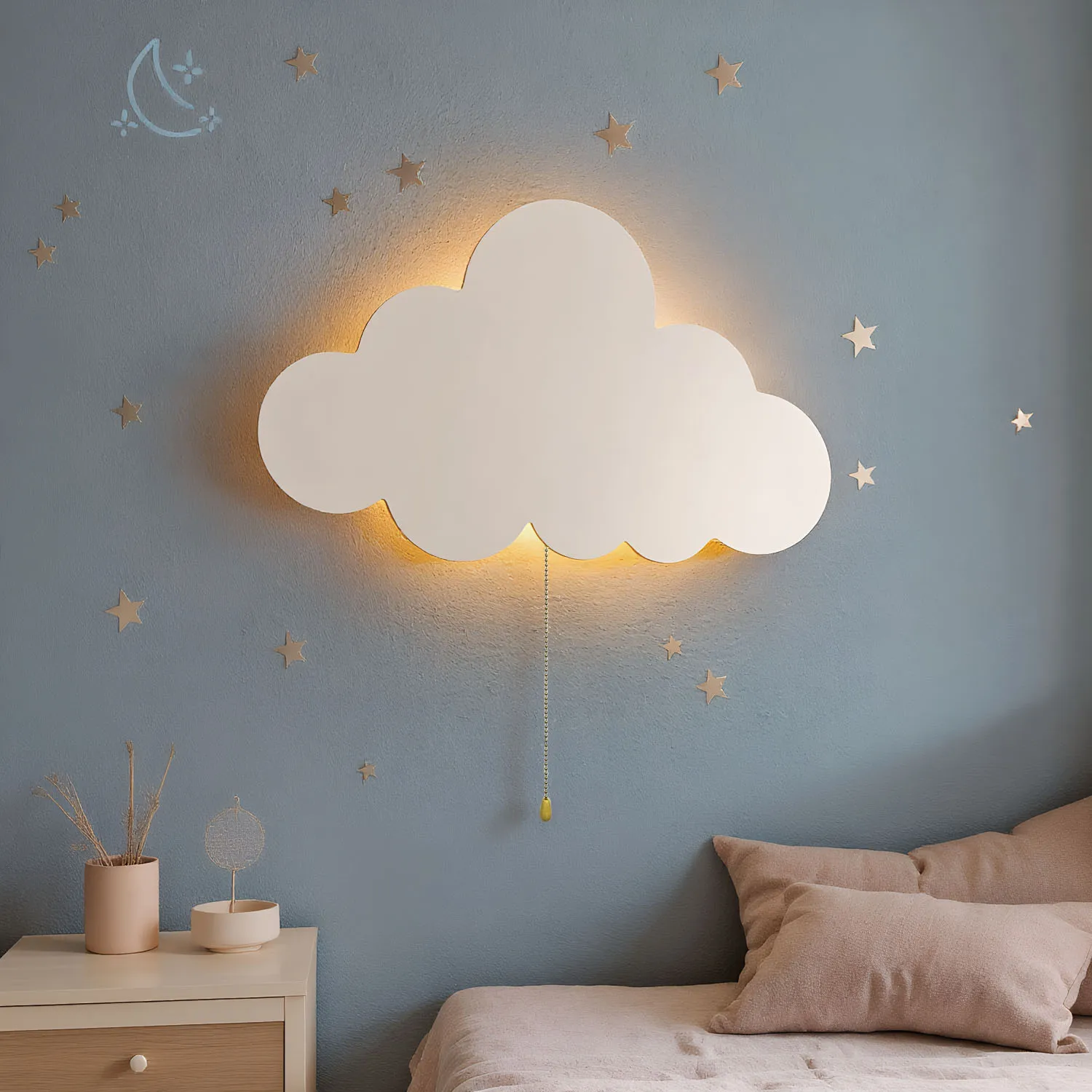 Luz de nube: lámparas de pared de nube flotantes para dormitorios y dormitorios infantiles |   Luces nocturnas colgantes con pilas - imagen 3