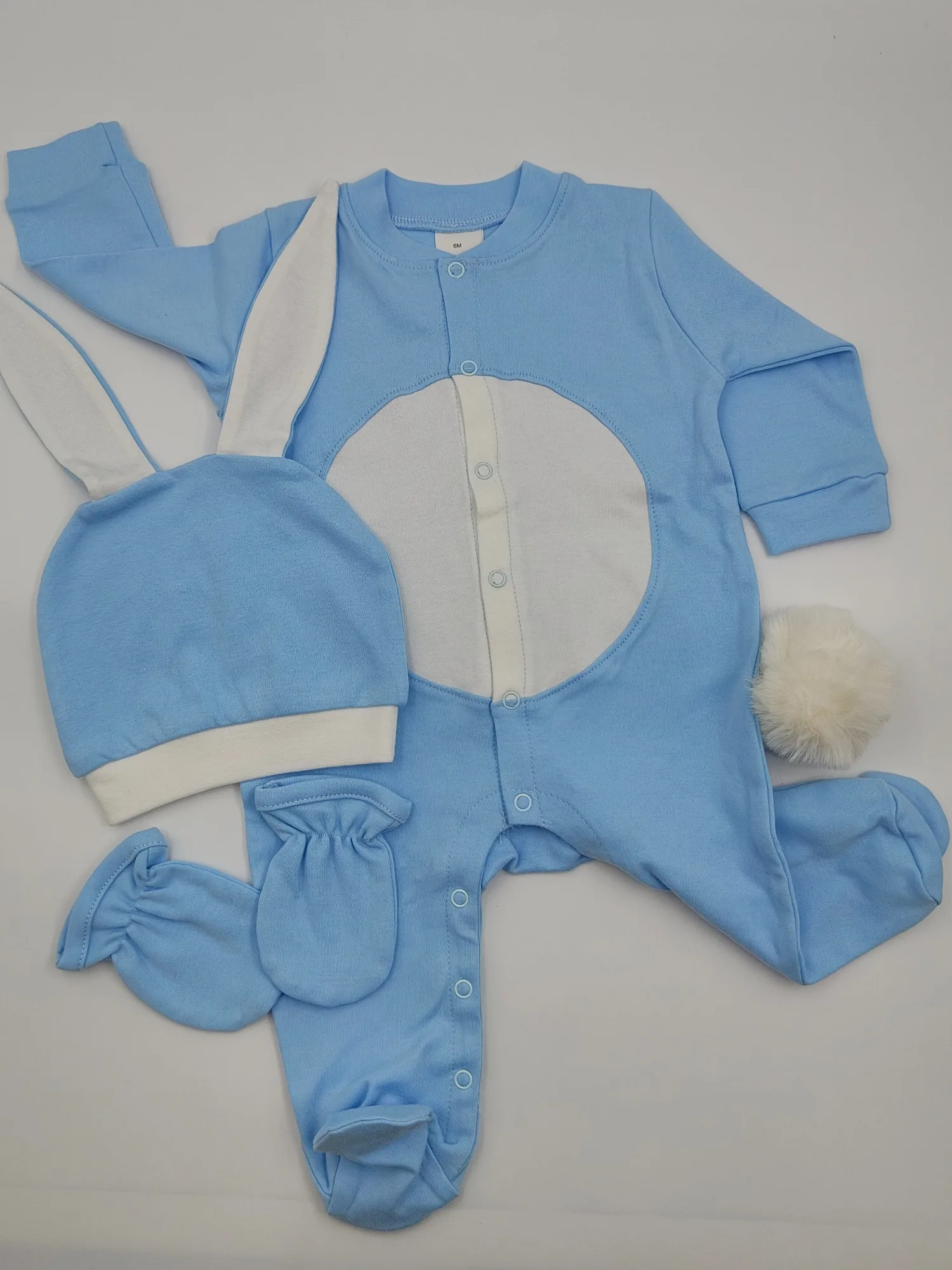 2025 Set de regalo de conejito para bebé - Manoplas con gorro de mono y detalles de conejo - imagen 4
