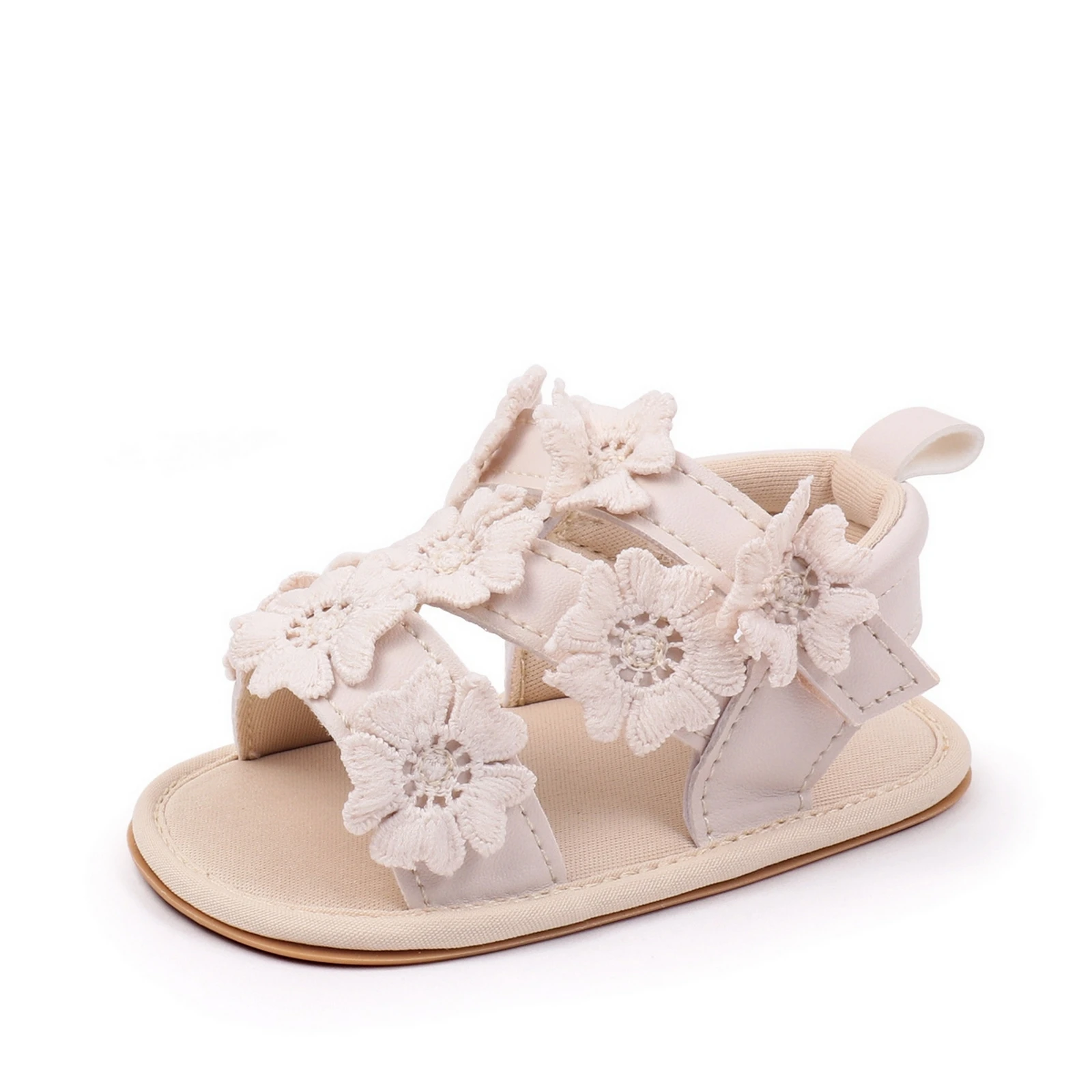 Sandalias para niña, zapatos planos de verano con flores antideslizantes de cuero PU flexibles para uso diario informal - imagen 5