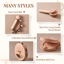 Sonajero oso madera sensorial para bebé – sin BPA