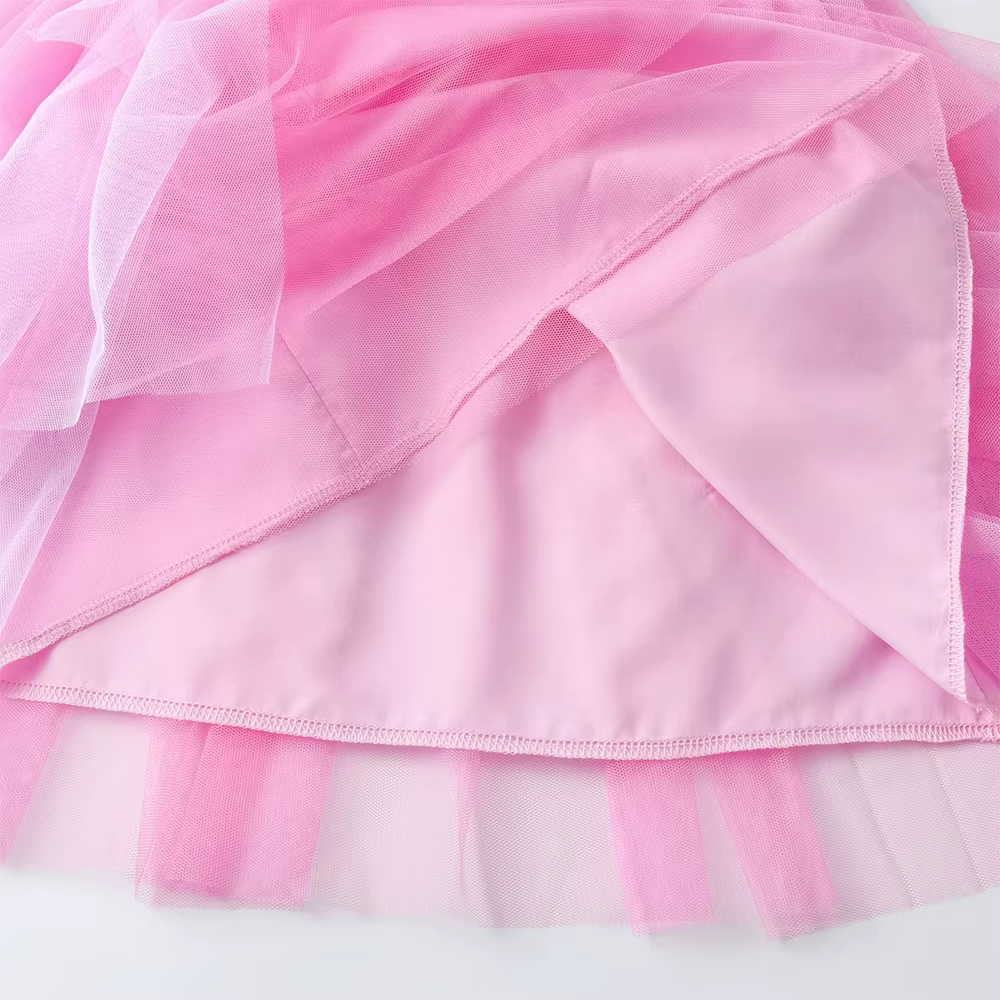 DXTON Vestido rosa sin mangas para niñas – Malla capas verano elástico - imagen 5