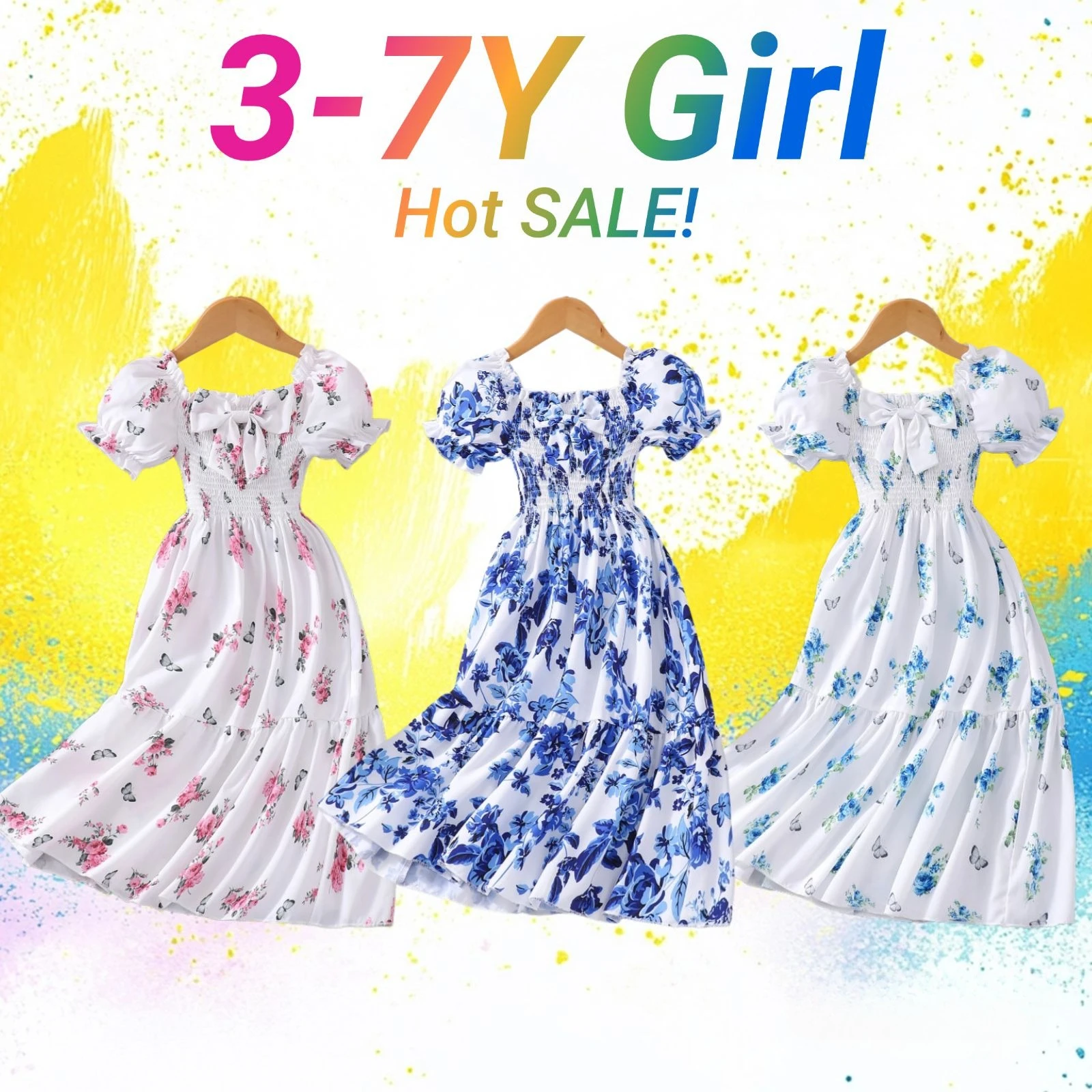 Vestido largo floral de verano para niñas – Elegante fiesta cumpleaños - imagen 3