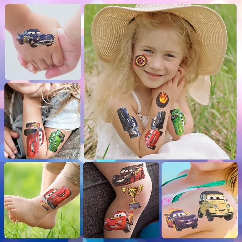 Pegatinas de tatuajes de Coches Lightning Mcqueen, pegatina decorativa de Anime de Disney para niños, suministros de fiesta de cumpleaños, favores, regalo bonito para niño - imagen 5