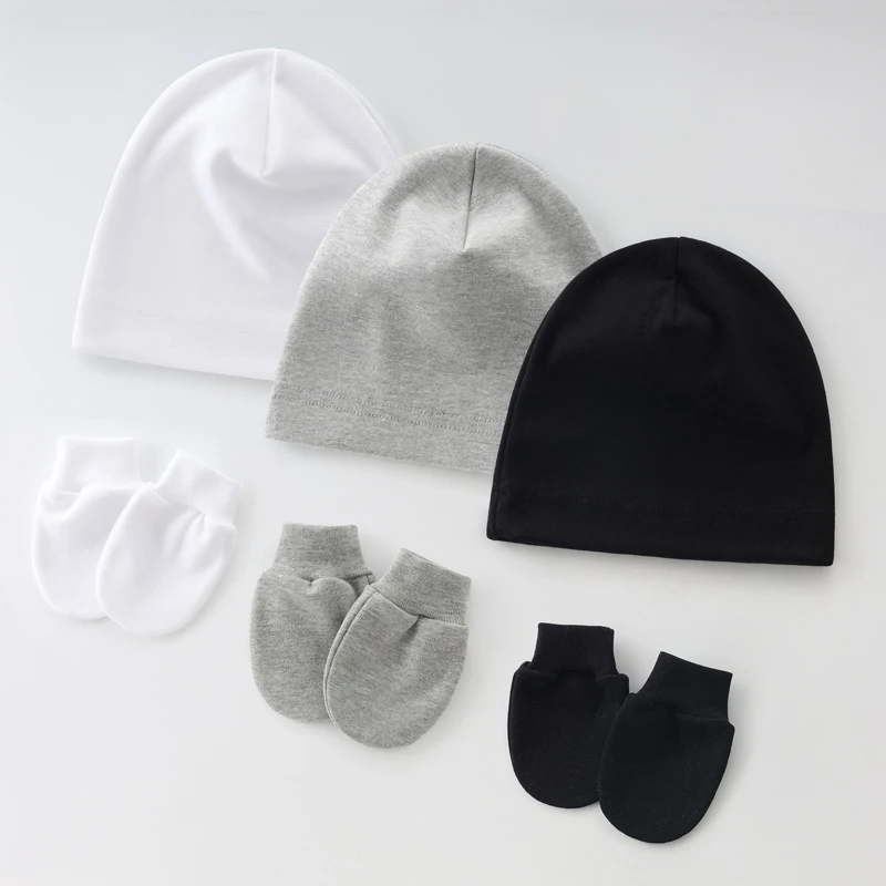 3 unids/set de guantes de sombrero para niños y niñas, protección facial para recién nacidos, guantes resistentes a los arañazos con estampado bonito, accesorio de ropa para niños Se - imagen 5