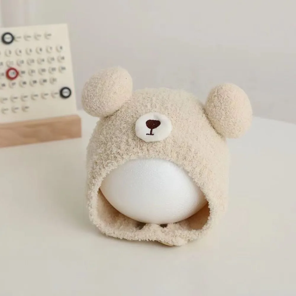 Gorro de lana grueso con oso adorable para bebé invierno