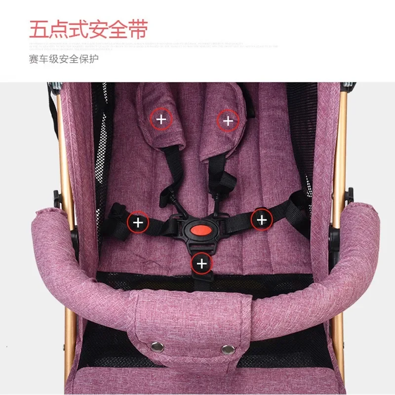 Cochecito para niños, artefacto para caminar para bebés, carrito con paraguas, puede sentarse, acostarse, plegable, cochecito de bebé de viaje portátil - imagen 4