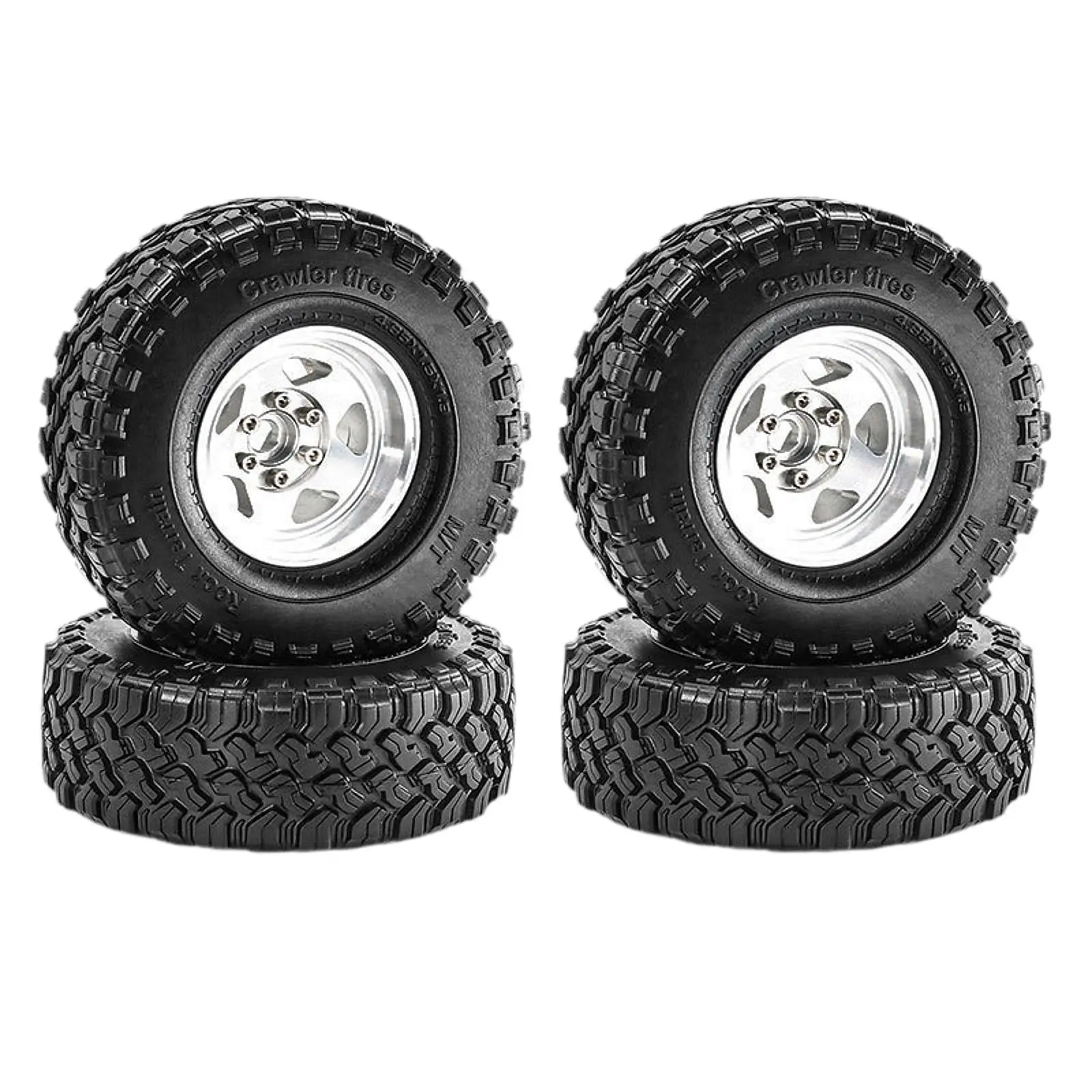 4 Pieces RC Car Wheels and Tires DIY Modified Simulation RC Crawler Car Tires Replacement Part for SCX10 TRX4 90046 1:10 RC Car