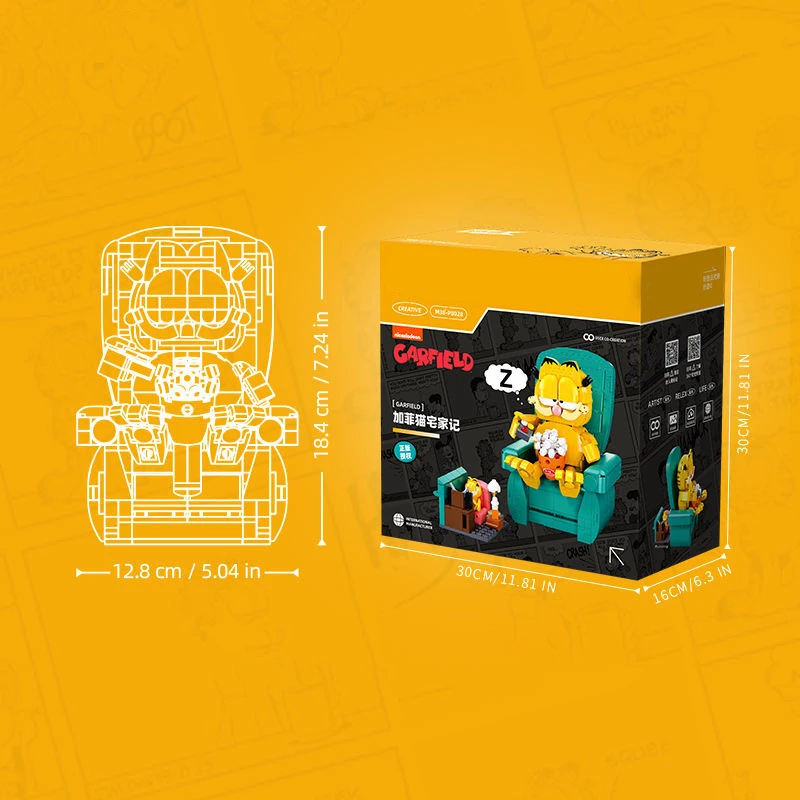 Bloques de construcción Garfield, juego de ladrillos para sofá Sentado Garfield con Mini figuras, modelo de escena de Anime clásico, juguetes educativos DIY para niños - imagen 5
