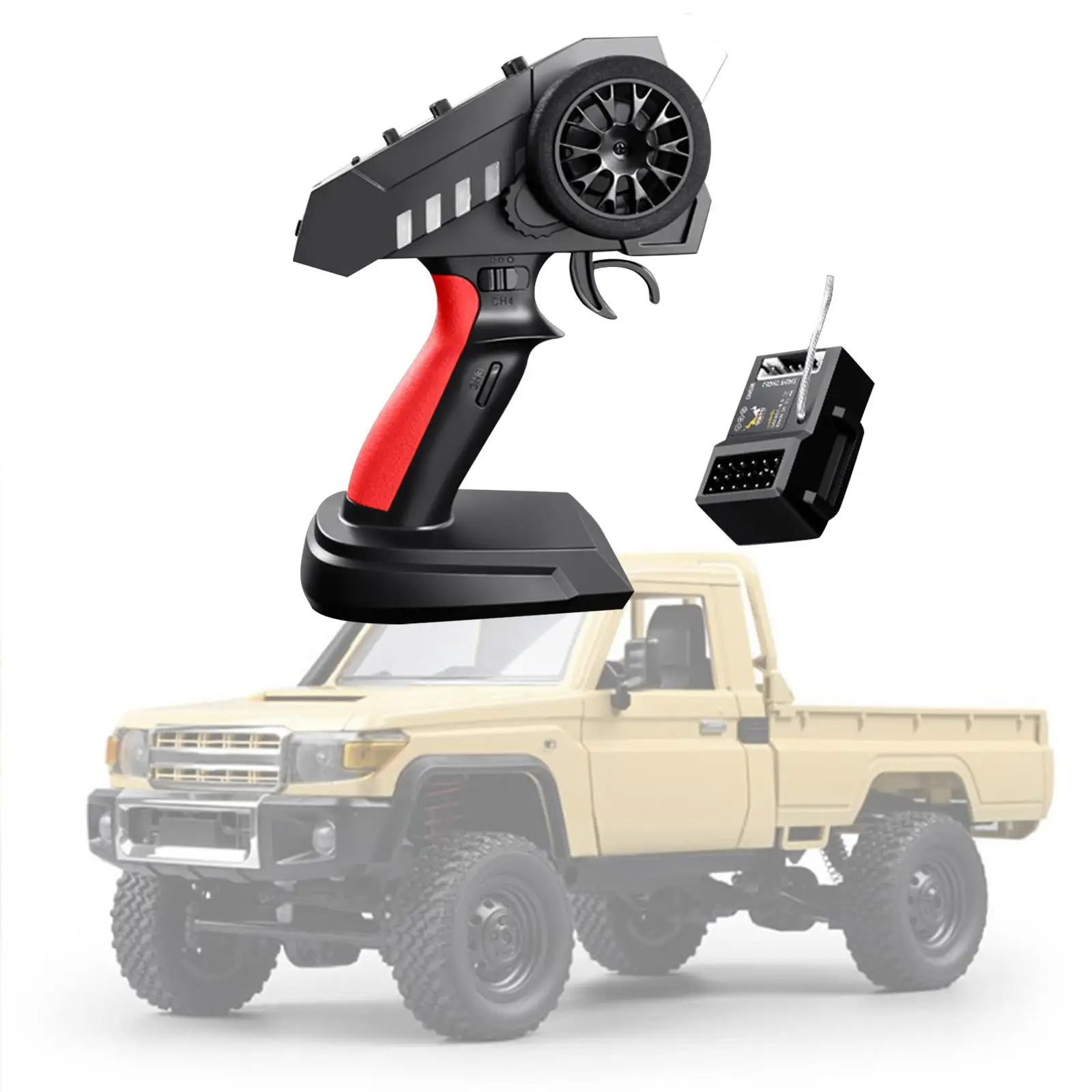 RC Car Controller 2.4GHz Ergonomic 200M Remote Control Transmitter with Receiver for RC Tank Crawler Quadcopter DIY Accessory