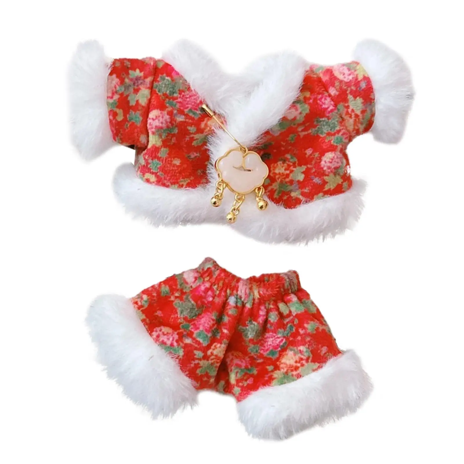 Cotton Doll Clothes Classic Tang Suit Doll Accessories Clothing Dress up Dress up Outifit Cute Doll Top and Pants for 17cm