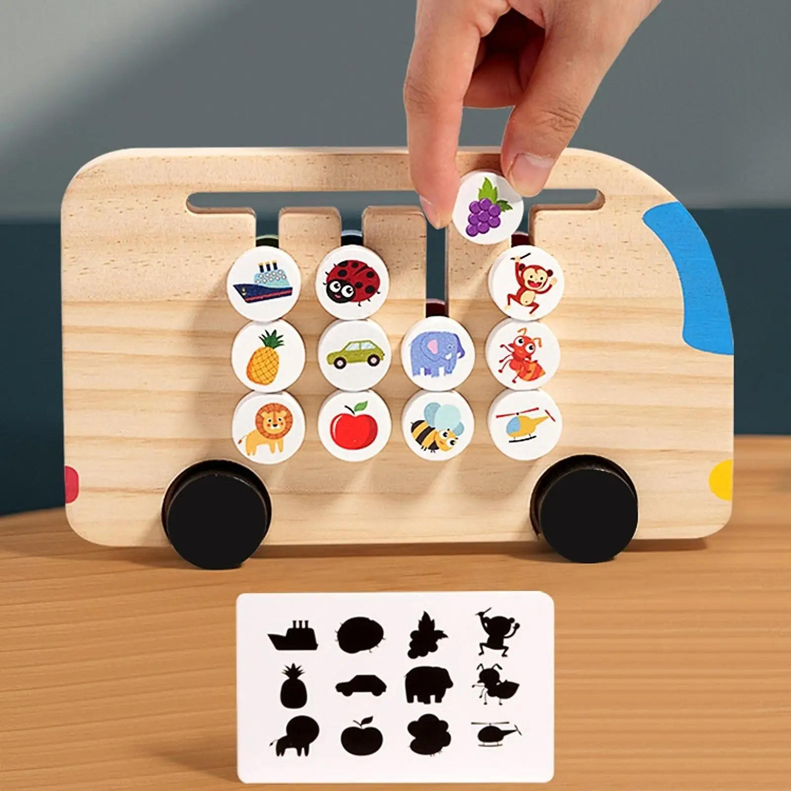 Montessori Learning Toy Color Match Slide Puzzle Color Sorting Matching Board Game Puzzle Interactive Toy Girls Travel Toy Kids