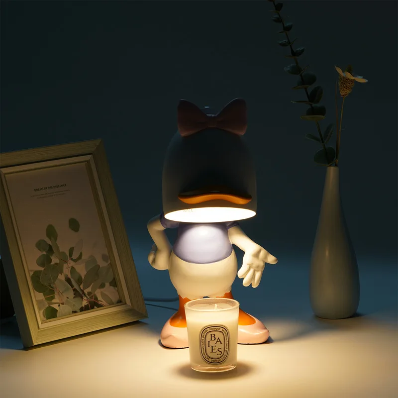 Disney-Lámpara de Ambiente de pato Donald para habitación, mesita de noche romántica, vela eléctrica, lámpara de mesa de fusión, vela de calefacción, luz más cálida - imagen 2