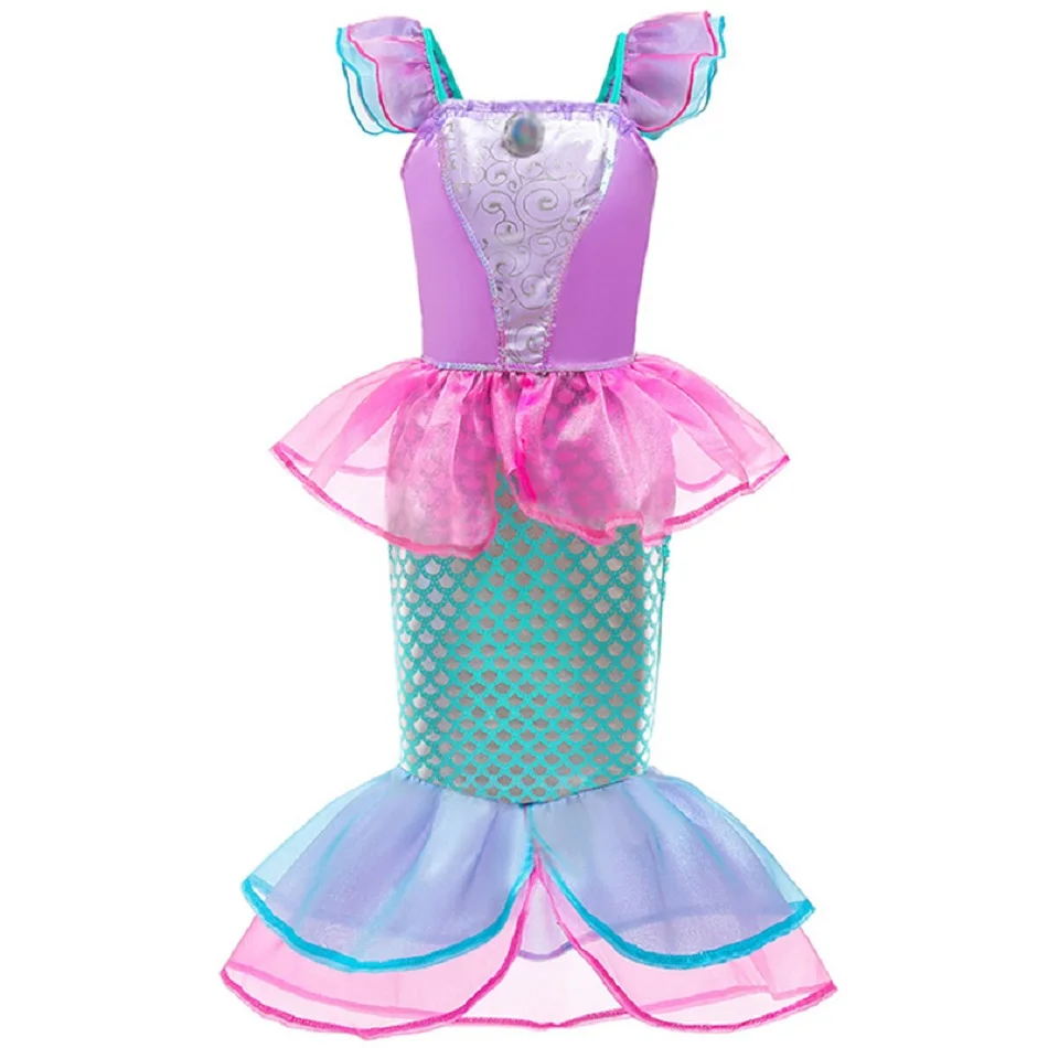 Vestido de princesa para niñas pequeñas, disfraz de sirena Elsa, disfraz de Reina de la nieve para niños, vestido Maxi de malla de Navidad, ropa de Carnaval - imagen 2