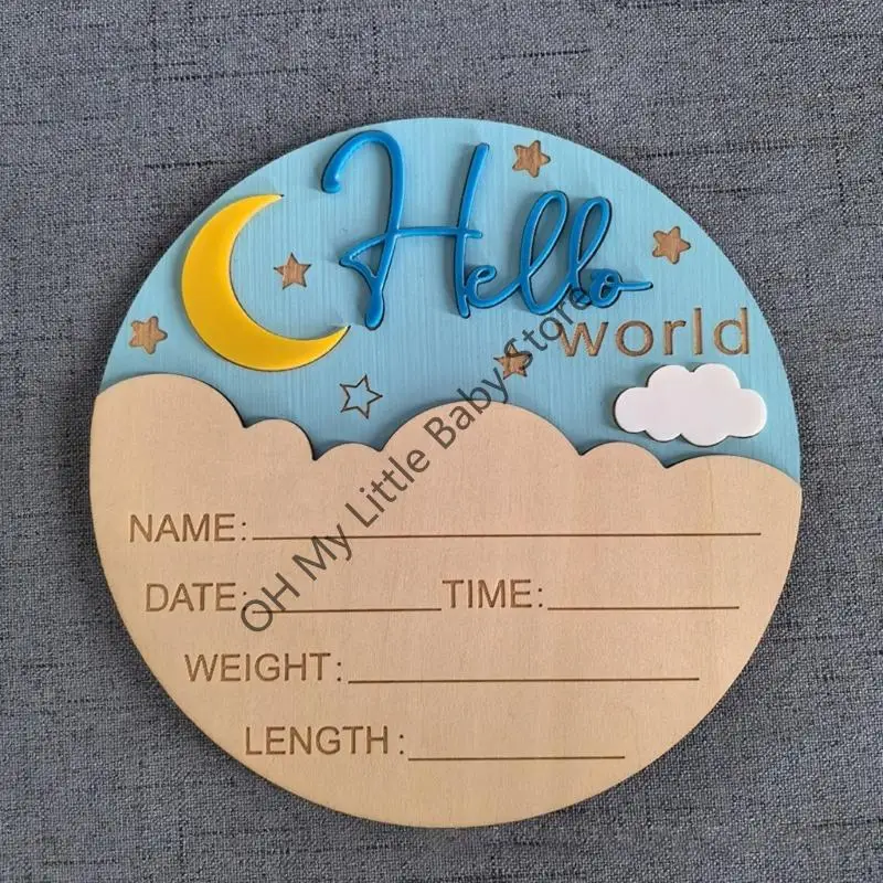 Placa registro nacimiento forma redonda M76C, accesorios creativos para fotos, decoración pared para guardería - imagen 4