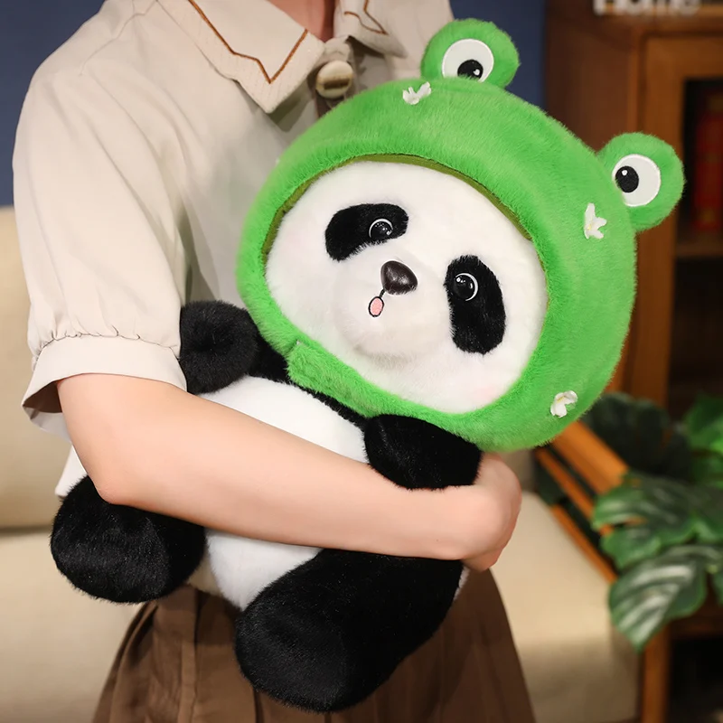 Panda de peluche de alta calidad, muñeco suave de 25/35/45CM, sombrero de rana, juguete bonito, regalos de cumpleaños y Navidad - imagen 5
