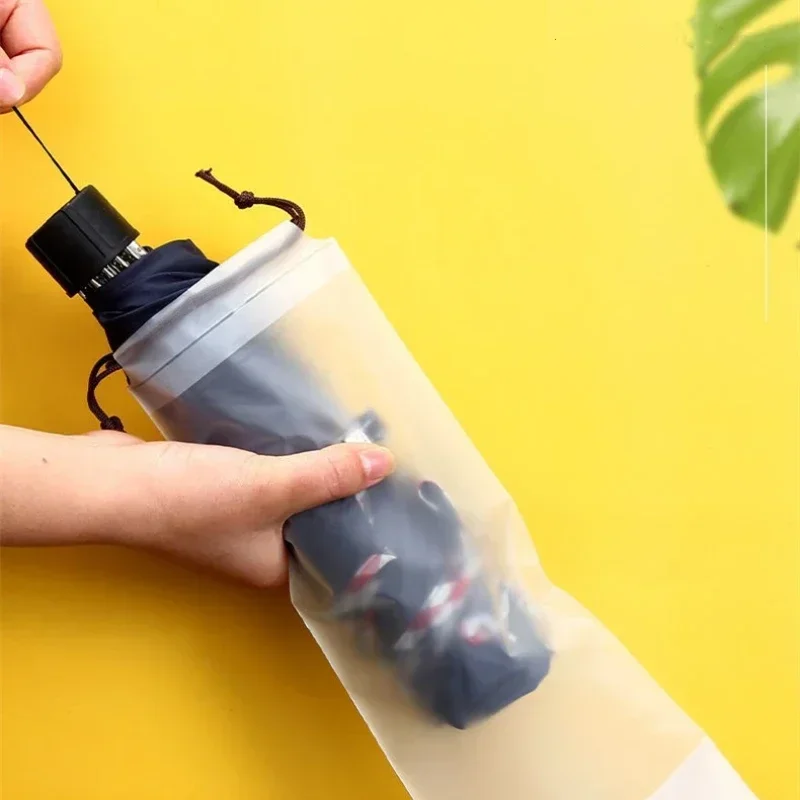 Bolsa de almacenamiento de plástico impermeable para paraguas, cubierta de paraguas antisuciedad translúcida, bolsas portátiles reutilizables con cordón, almacenamiento para el hogar