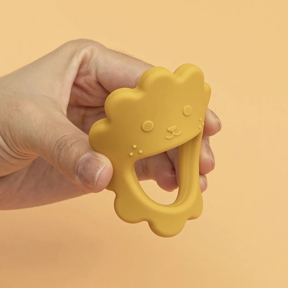 Mordedor de silicona para bebés de 0 a 12 juguetes de grado alimenticio, juguetes sensoriales de anillo de dentición para niños pequeños, accesorios de juguetes calmantes de León de dibujos animados de silicona, 1 ud. - imagen 2