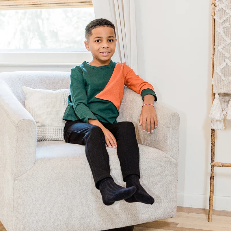 Camiseta de punto para niño y niña, ropa de manga larga para bebé, cuello redondo, 2 colores con desgastado, sin terminar - imagen 2