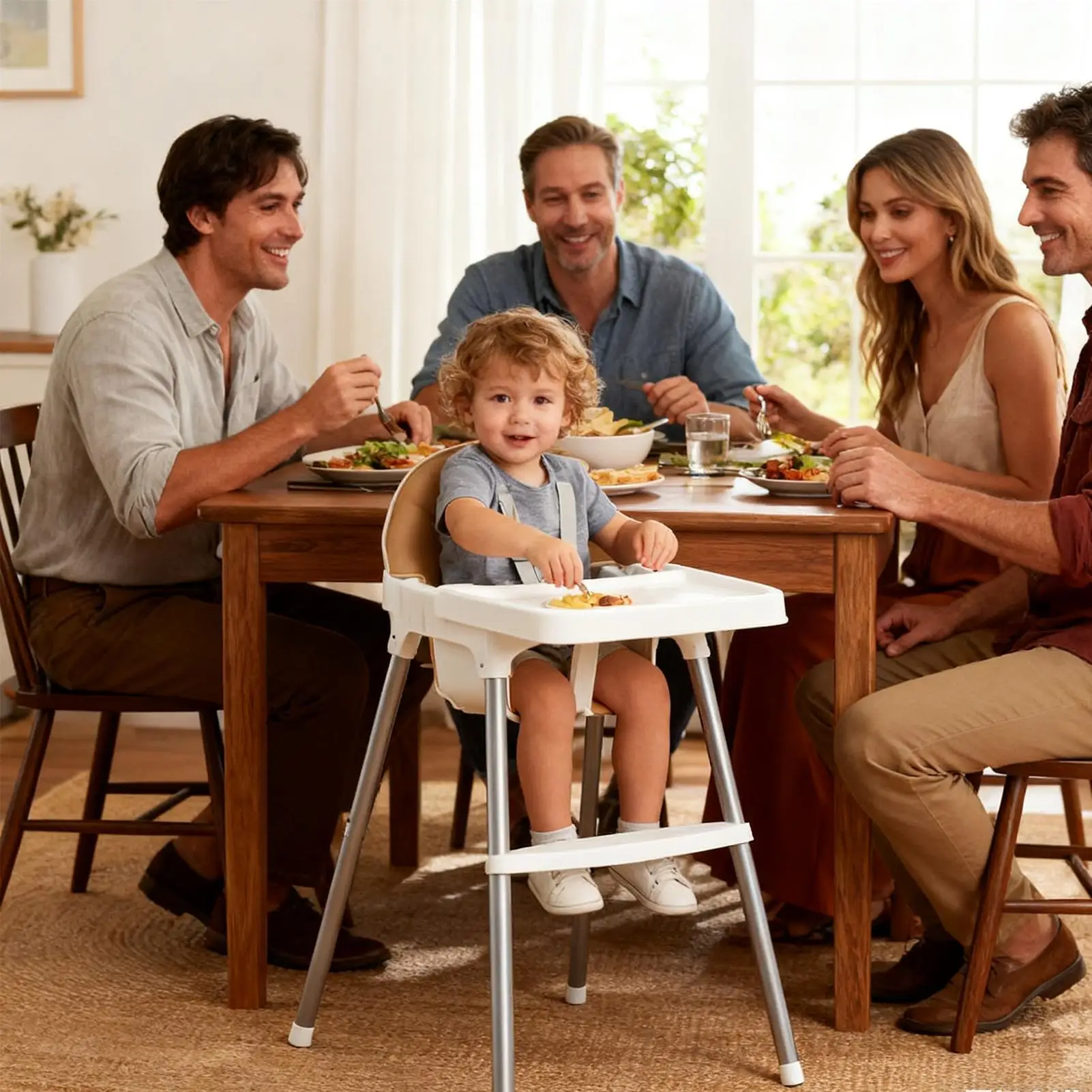 Silla alta de alimentación ajustable con bandeja para bebé - imagen 3