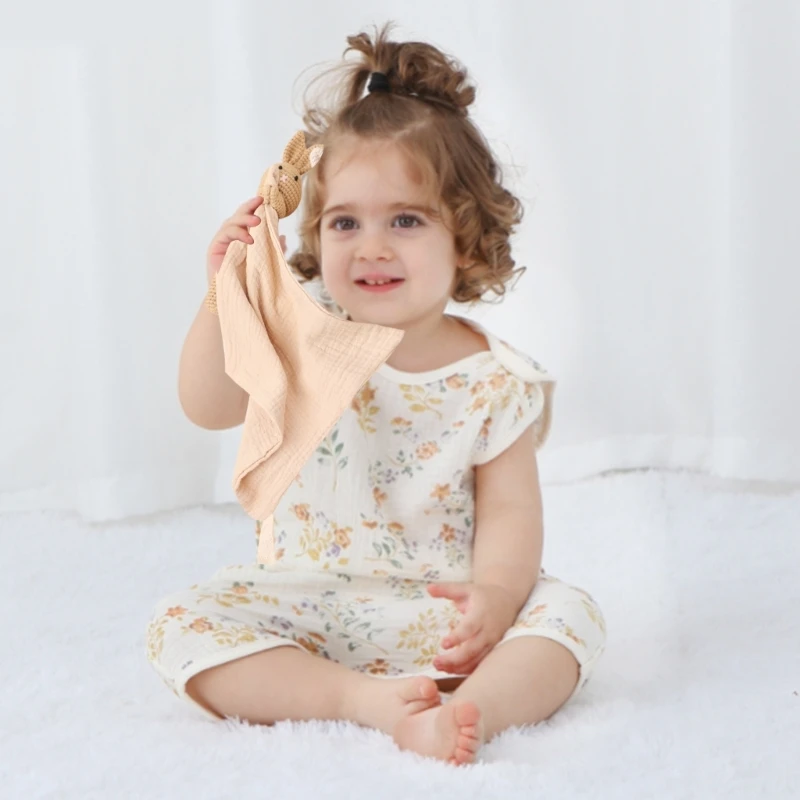 Toalla tranquilizadora algodón, toalla y reconfortante, chupete para bebé, bonito babero babeante Animal para bebés - imagen 2