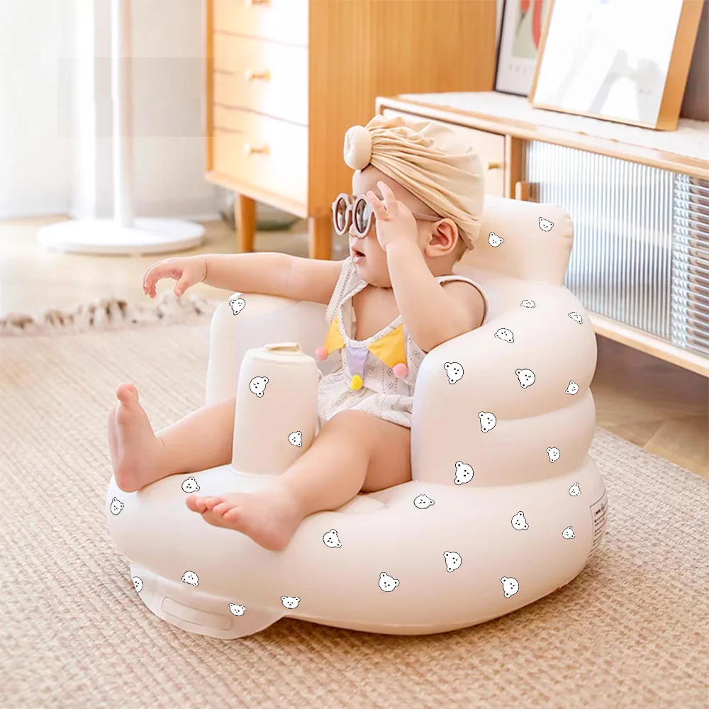 Sofá inflable brillante para bebé, sillas de baño portátiles para niños, asiento multifuncional de PVC, taburete de baño para práctica
