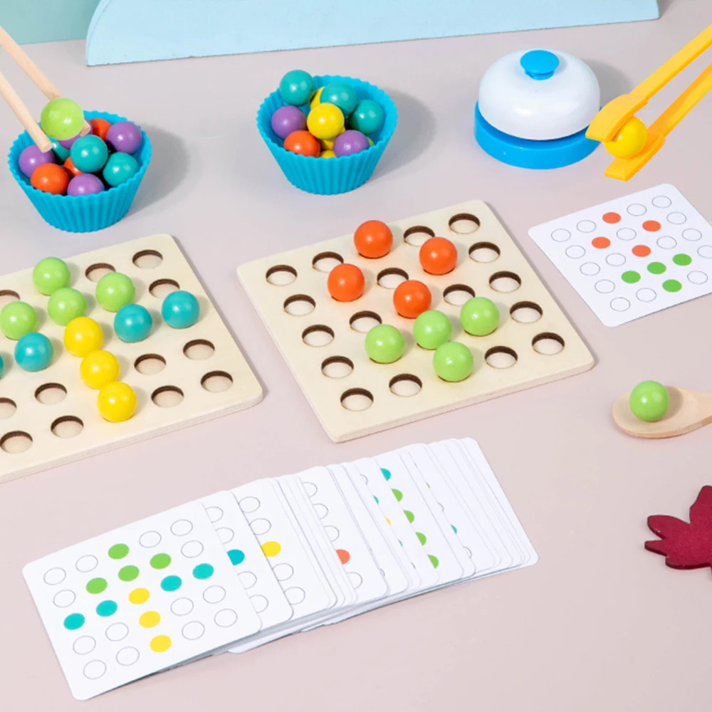 Clasificador Montessori cuentas de madera para niños - imagen 5