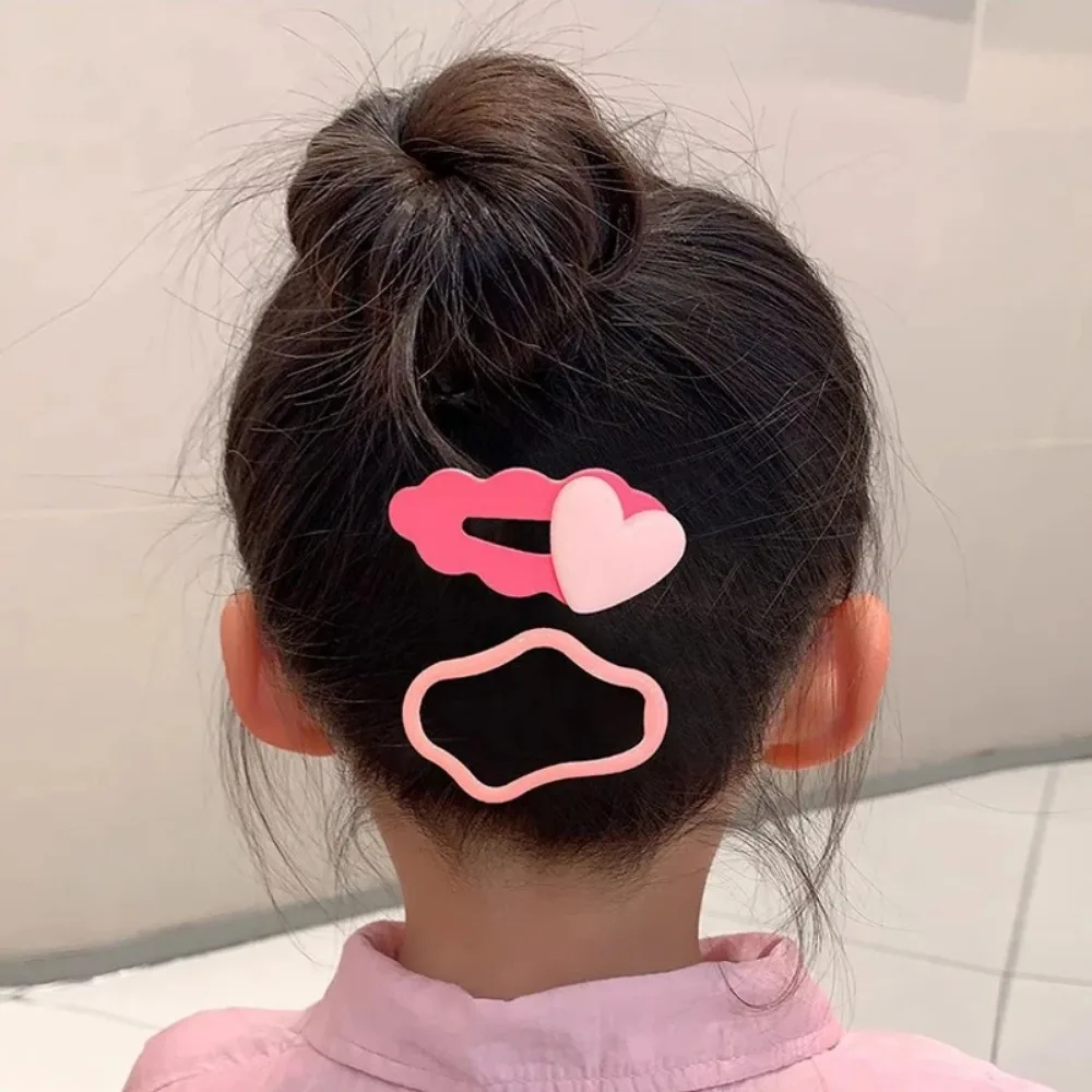 6 uds. Pinzas para el cabello coloridas de dibujos animados para niñas, horquillas con forma de corazón y flores, pasadores para el pelo para bebés, accesorios para el cabello para niños - imagen 4
