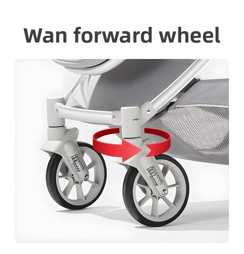 El cochecito ligero puede sentarse o acostarse, cochecito de bebé plegable bidireccional de alto paisaje - imagen 4