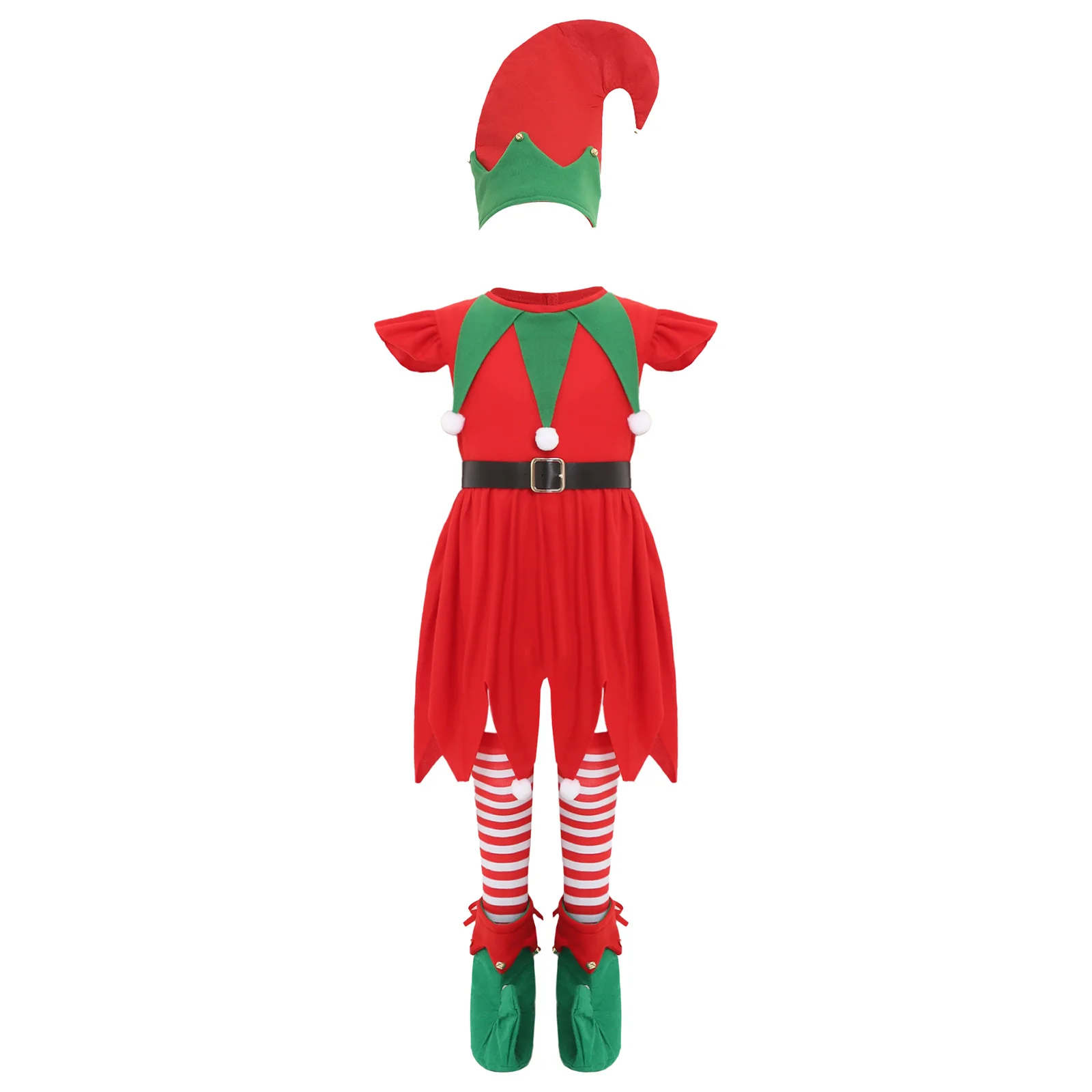 Disfraz de elfo navideño para niñas - Ayudante de Papá Noel