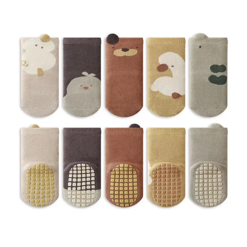 Nuevo calcetín cálido de otoño para recién nacido para niño y niña, calcetín antideslizante para interior de dibujos animados, calcetín grueso para primeros pasos para invierno - imagen 5