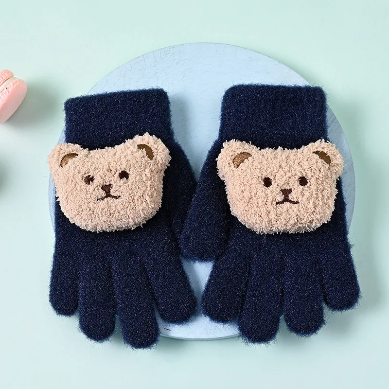 Nuevos guantes bonitos de oso de dibujos animados para niños, manoplas térmicas de invierno para niños pequeños, guantes cálidos para jugar al aire libre con animales Kawaii (1-8 años) - imagen 4