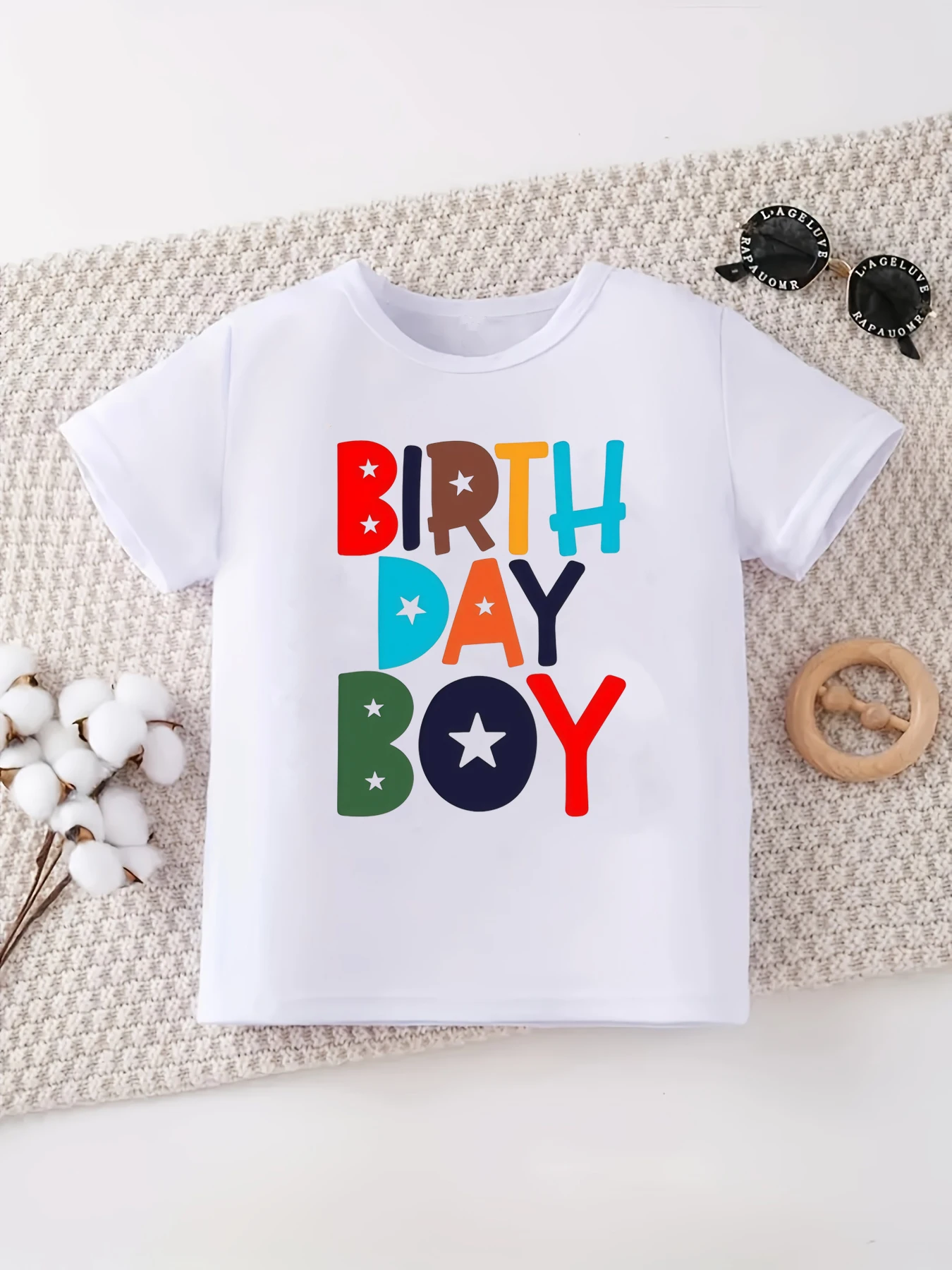 Camiseta blanca con estampado de letras de cumpleaños para niño, camiseta a juego para la familia, hermana/hermano del cumpleaños, ropa Kawaii para niños - imagen 4