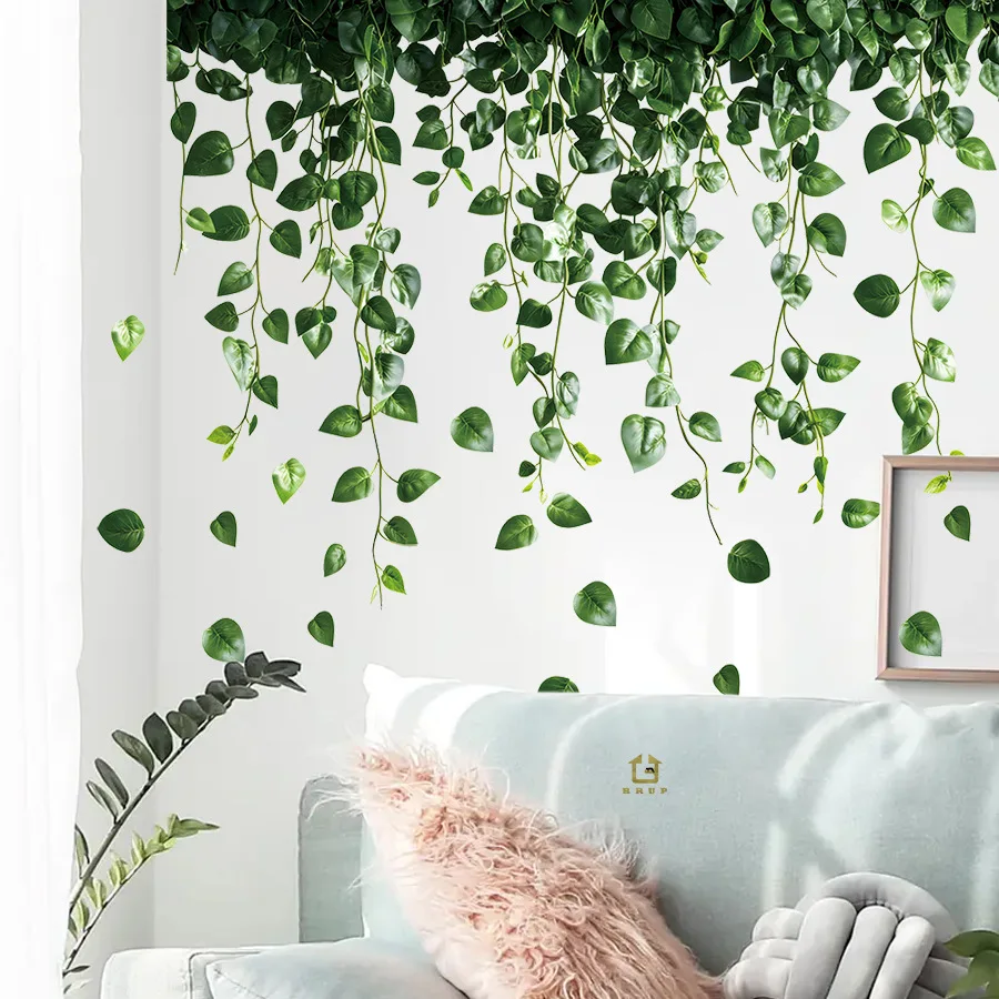 Pegatinas de pared autoadhesivas de plantas verdes frescas para dormitorios, salas de estudio, decoración del hogar, pegatinas de pared - imagen 3