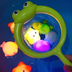 Flotador rana LED baño infantil – Juguete suave