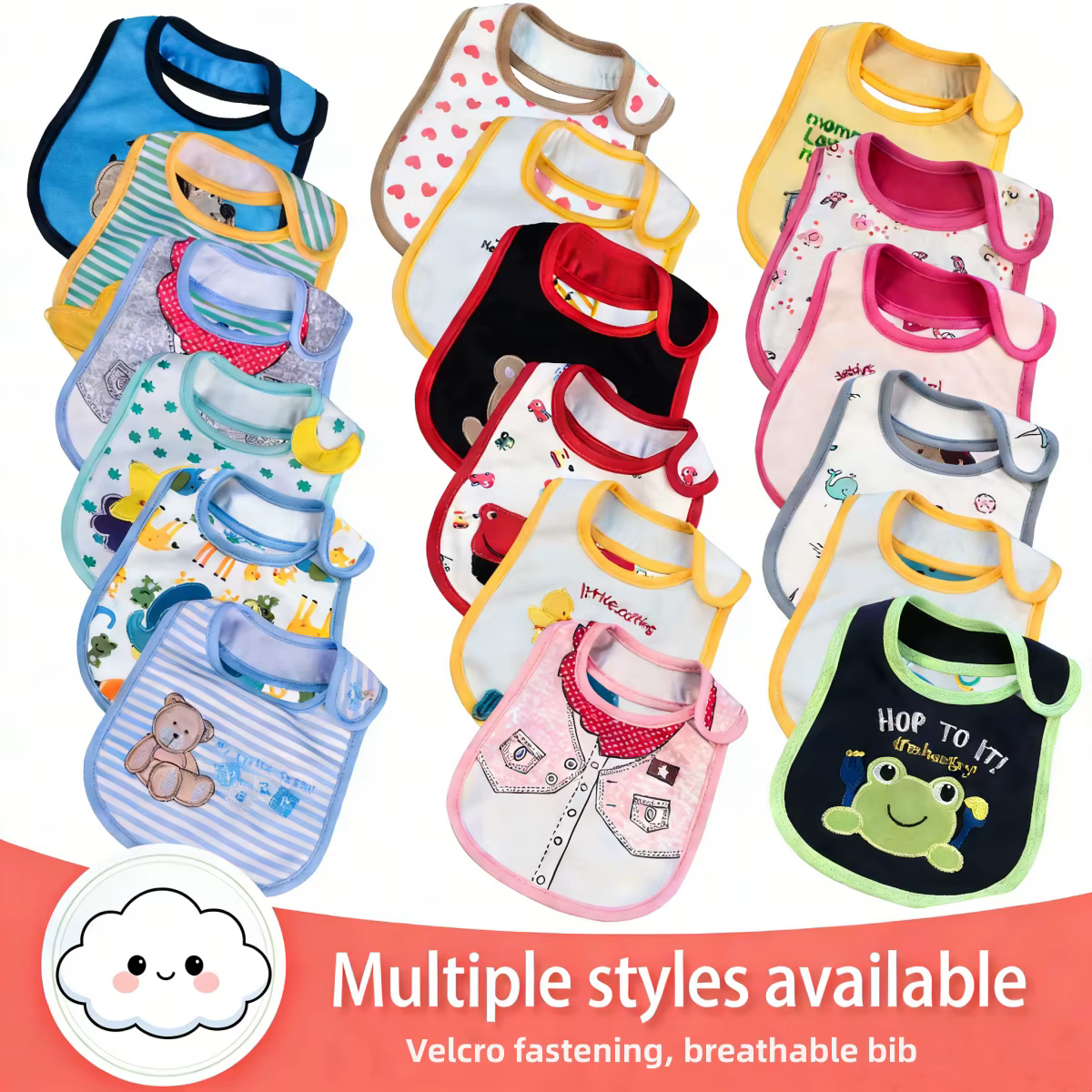 Baberos impermeables para bebé con estampados divertidos