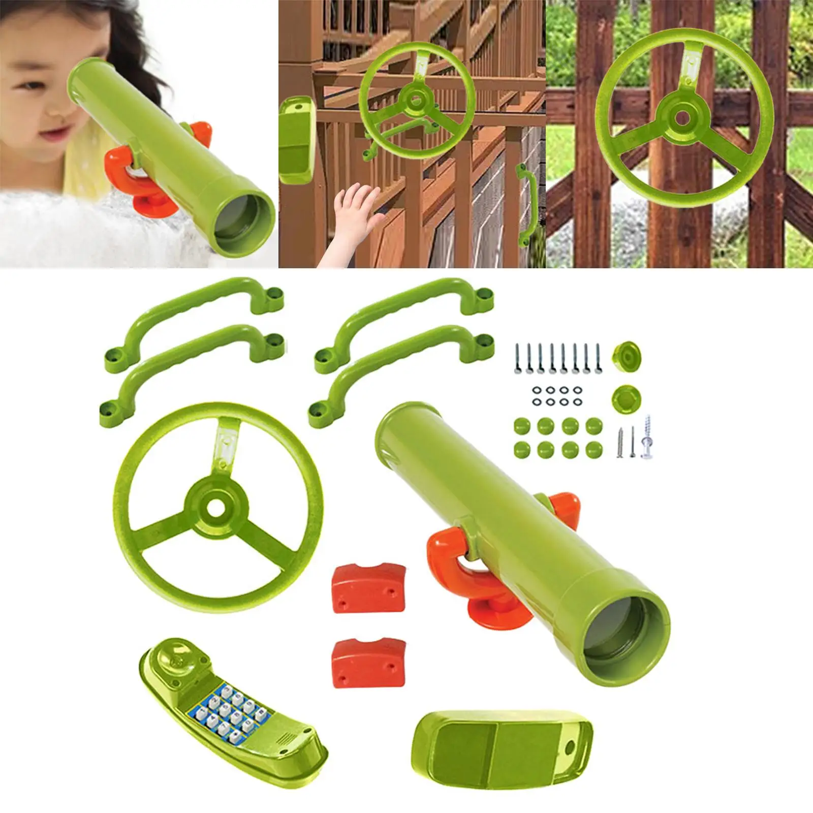 Torre de juegos infantil con telescopio pirata y columpio - imagen 2