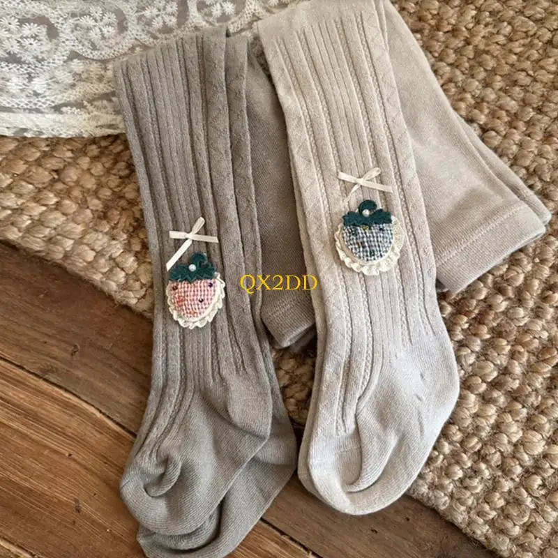 Panteleras cintura elástica QX2D para niñas acogedor fondos estirables pantalones accesorio ropa transición estacional - imagen 4