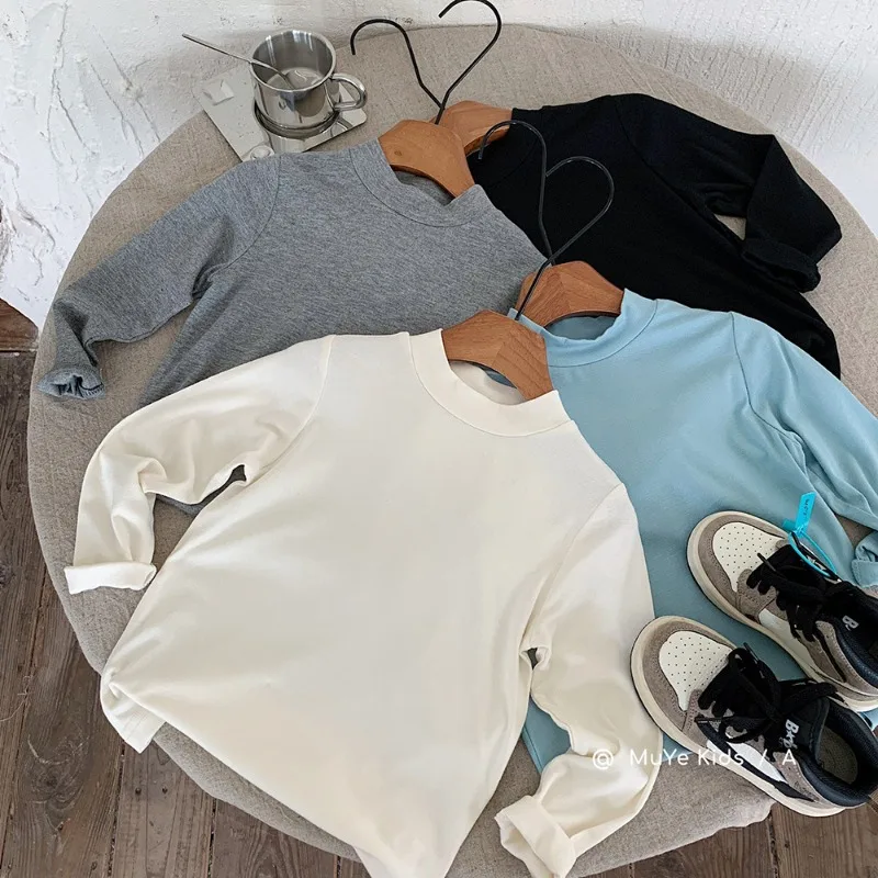 Huzhou Zhili Tops con forro polar para niños: camisetas de manga larga de estilo coreano para niños y niñas: ropa de bebé versátil y cálida de otoño/invierno