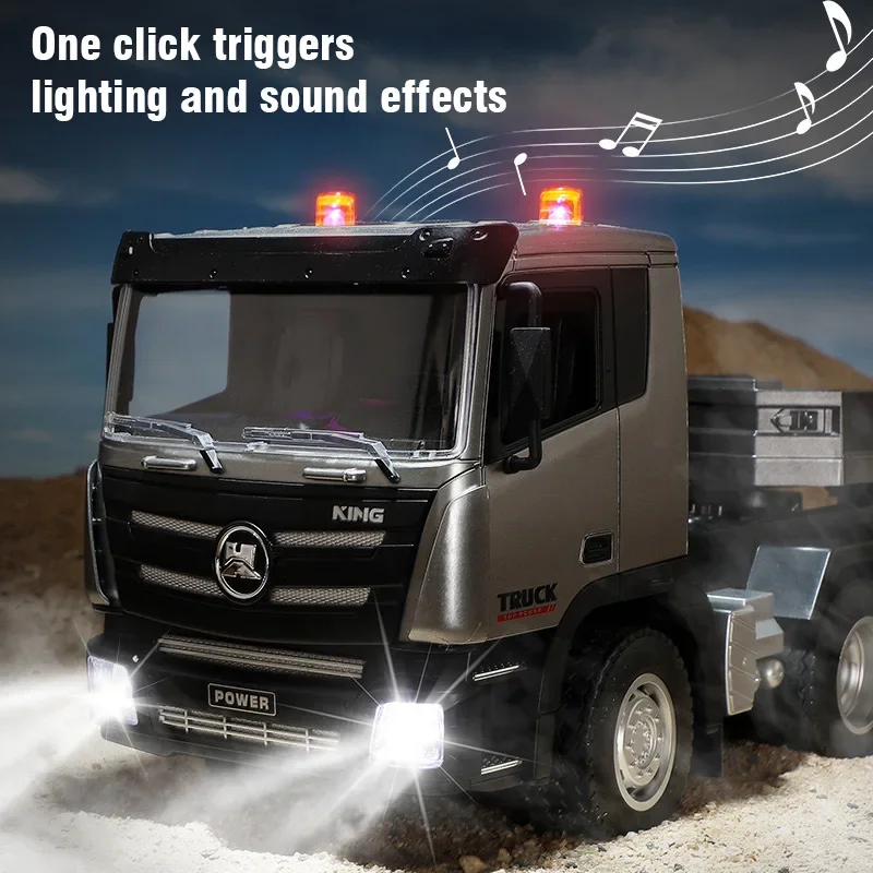 Huina 1318 RC remolque camión coche modelo 2,4 Ghz construcción Tractor Control remoto Flipable vehículo de cama plana juguetes para regalos de niño - imagen 5