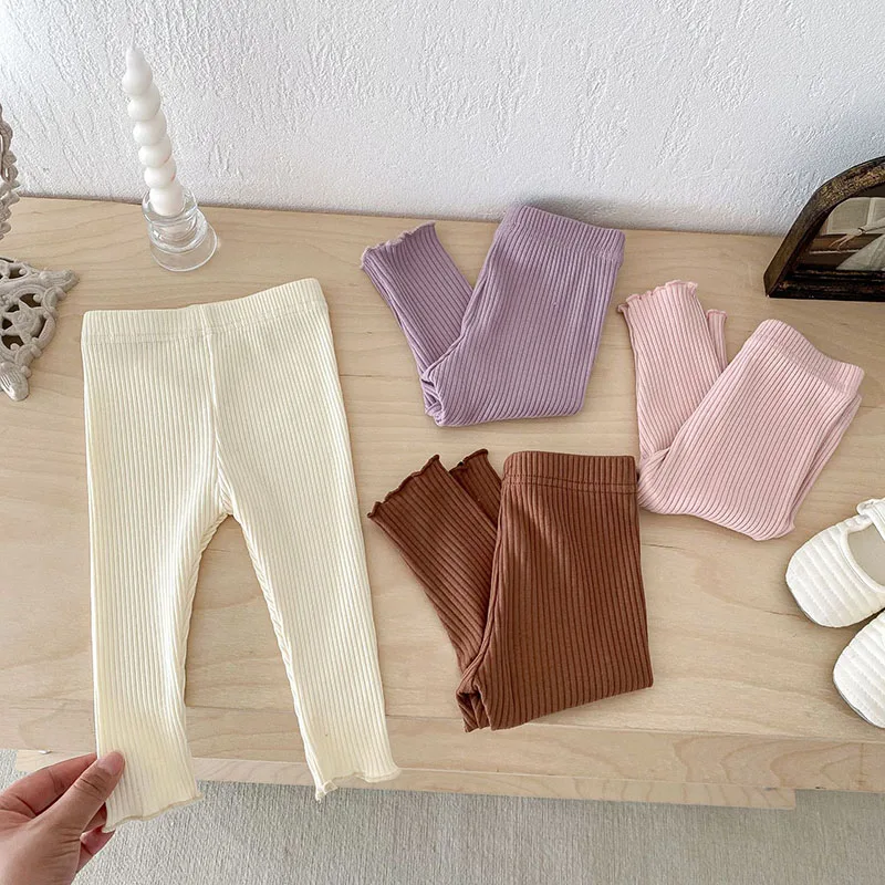 Leggings de otoño para bebé, 6M-3T, bonitos pantalones ajustados de Color sólido para niñas, pantalones transpirables para niños pequeños - imagen 3