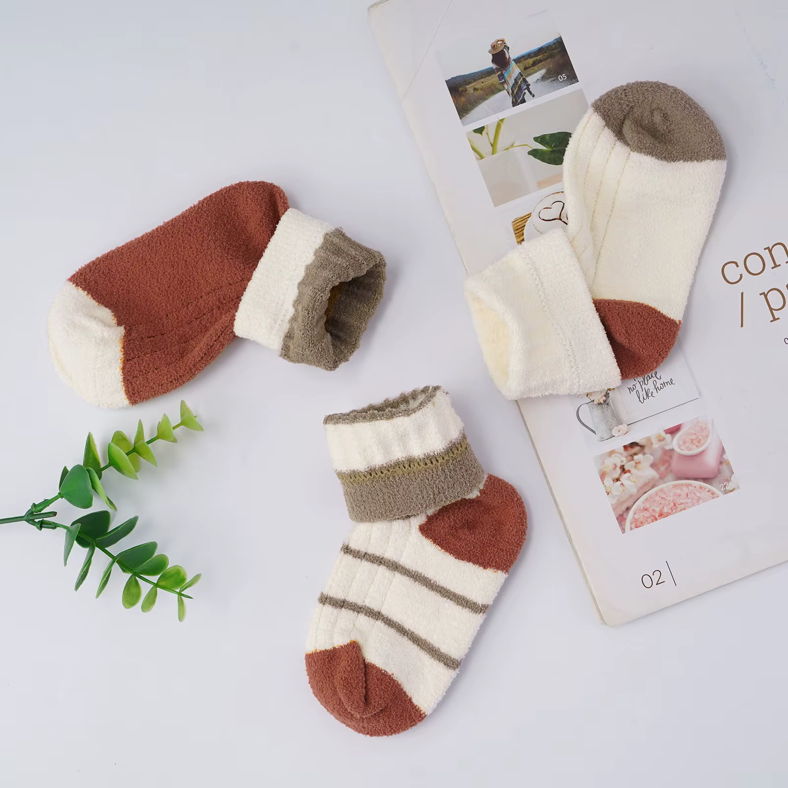 Calcetines rayas antideslizantes para bebé – Cálidos otoño e invierno