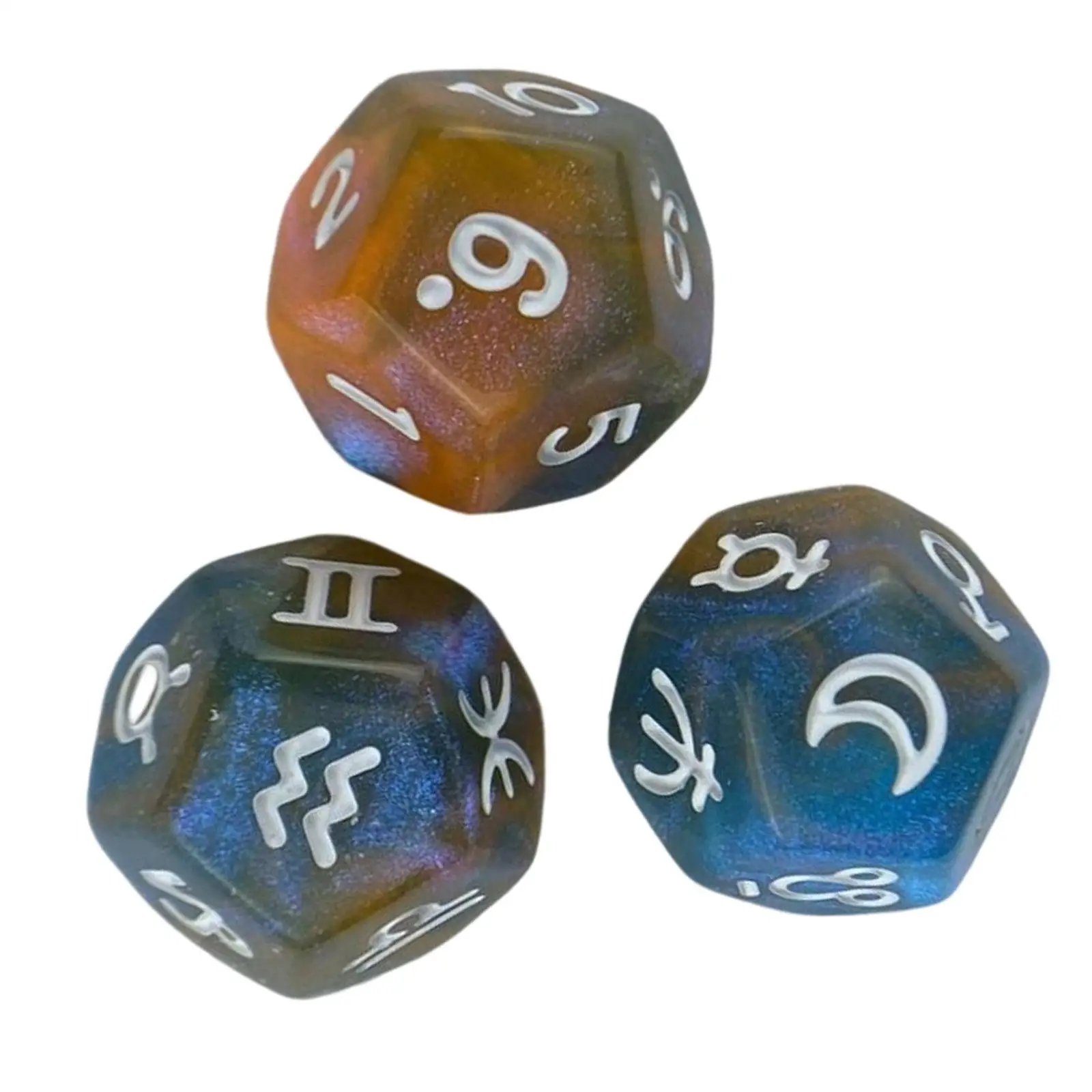 3x Astrological Dice Polyhedral Dice Set Cards Dice Set Party Supplies D12 Dices