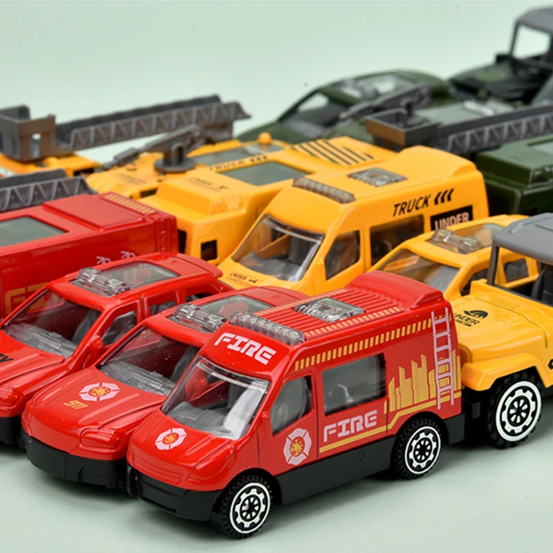 Juguetes de coches de aleación con temática de lucha contra incendios, con barricadas y mapas, coches de juguete educativos para niños, reconocimiento de señales de tráfico, ingeniería - imagen 2