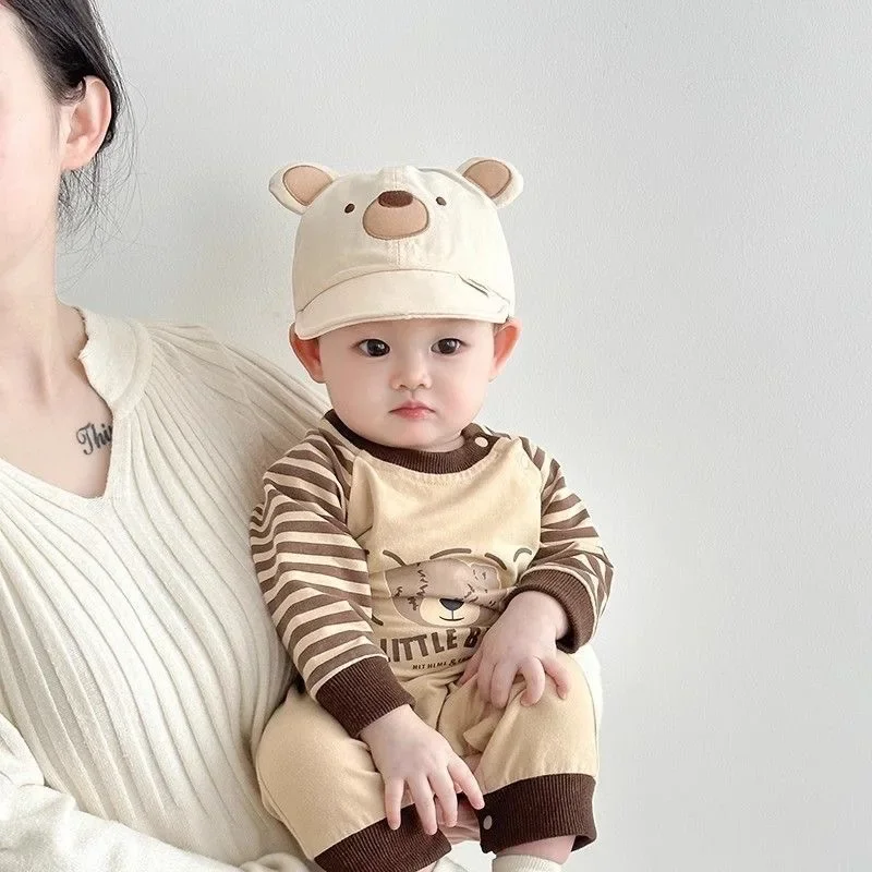 Gorra de béisbol deportiva para niños, gorra sencilla con pico de oso de dibujos animados para niños pequeños, sombrilla de viaje, accesorios de fotografía para bebés - imagen 3