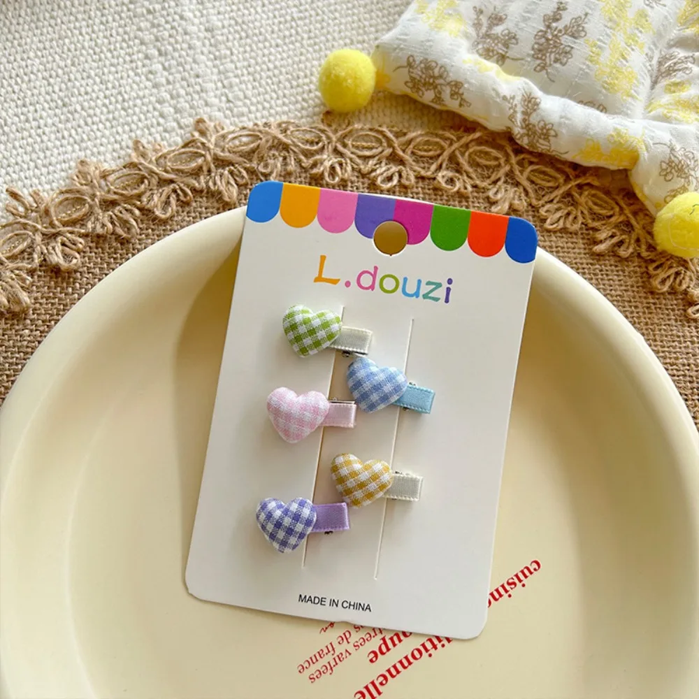 5 unids/set lindo Color caramelo corazón a cuadros niña pinzas para el cabello coreano exquisito niños Mini horquilla pequeña dulce princesa sombreros - imagen 5