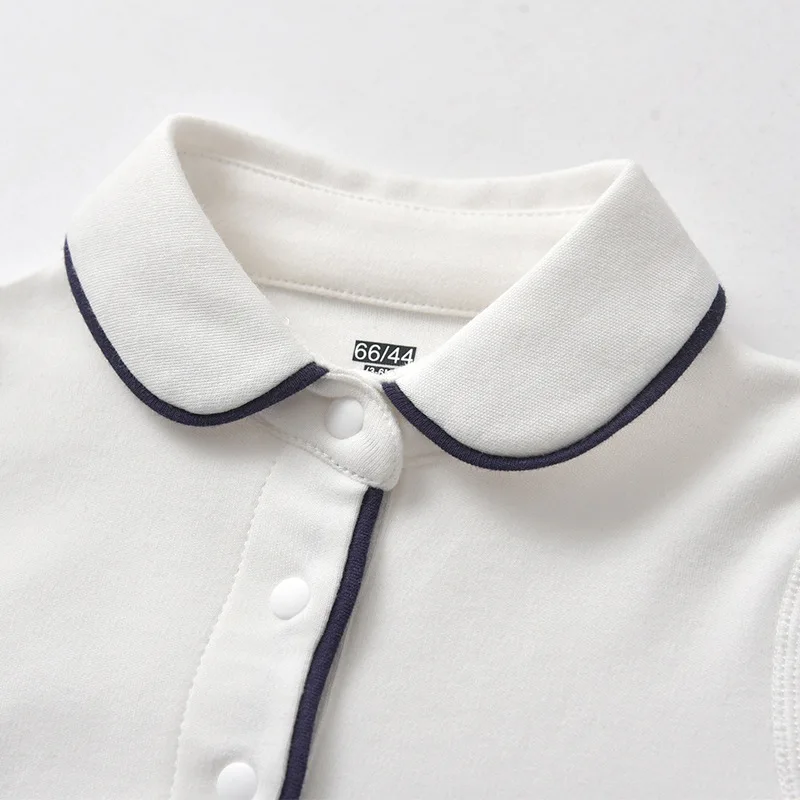 Pelele triangular para bebé recién nacido, mono de manga larga con solapa blanca para niño y niña, ropa de algodón puro, mono infantil - imagen 2