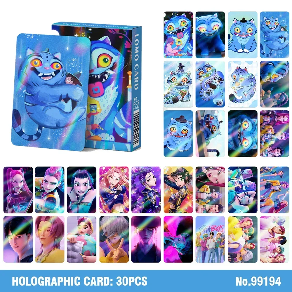 30 Uds. K-POP Demon Hunter Girl Group lindo tigre tarjetas láser de doble cara Anime juego coleccionable para Fans tarjetas holográficas regalos