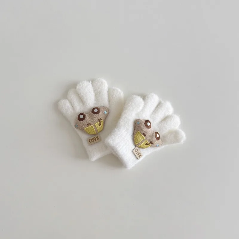 Nuevos guantes para niños de otoño e invierno: elegante logotipo de letras y lindos manoplas de cinco dedos de dibujos animados, guantes cálidos a prueba de frío para bebés - imagen 5