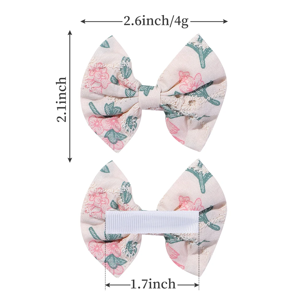 12 Uds. De pinzas para el cabello con flores y lazos bordados para niñas, bonitos horquillas con lazo de algodón, pasadores, accesorios para el cabello para niños - imagen 2